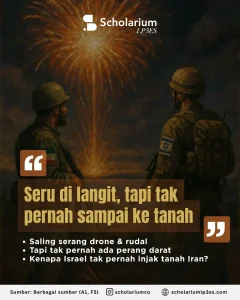 Membaca Iran–Israel Melampaui SenjataInfografis Perang "Kembang Api" Iran-Israel. (Foto: Instagram @scholariumco)
